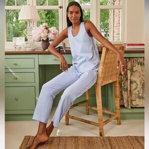 Lake Pajamas Pima Cotton Tank Long Pants Set Hydrangea Size Medium